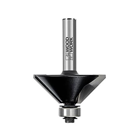 Фреза фасочная с подшипником угол=45° D=25 I=10 L=55 S=6mm Woodwork 936.2545.06 (L1-55 мм, L2-10 мм, D1-25 мм, D2-6 мм)