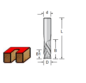 Фреза WPW SCC251007 компрессионная монолит Z2+2 D10 B32 L80 хвостовик 10 (L1-80 мм, L2-32 мм, D1-10 мм, D2-10 мм)