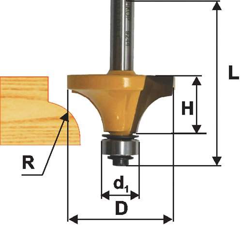 Фреза кром калевочная ф17х8мм R2,4мм хв 8мм Энкор 9259