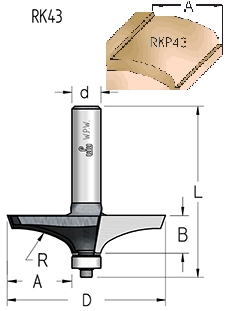 Фреза WPW RKP4302 филенка 29,8мм радиусная D69,2 B16 подшипник хвостовик 12 (L1-76 мм, L2-16 мм, D1-69.2 мм, D2-12 мм)