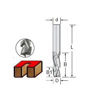 Фреза WPW SCC341007 компрессионная монолит Z3+3 D10 B25 L70 хвостовик 10 (L1-70 мм, L2-25 мм, D1-10 мм, D2-10 мм)