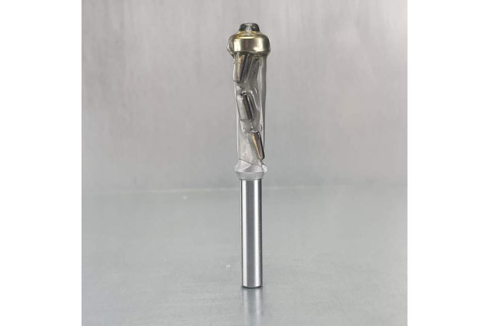 Фреза прямая алмазная Z1+1 (ниж. подшипник) D=12.7x35x80 S=8 Rotis 110.123508BB (L1-80 мм, L2-35 мм, D1-12.7 мм, D2-8 мм)