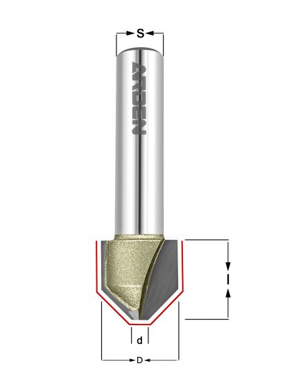 Фреза для обгона и снятия фаски 45гр. Z=2  D=12.7x12.7x45 S=8 ARDEN 157831 (L1-45 мм, L2-12.7 мм, D1-12.7 мм, D2-8 мм)