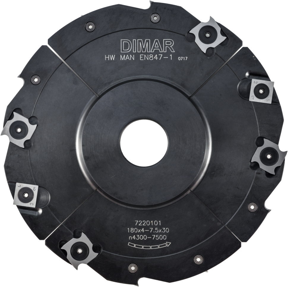 Фреза насадная Dimar 7220101 паз 4,0-7,5x40мм D180 Z8+4 сменные ножи посадка 30