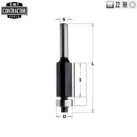 Фреза концевая CMT-contractor обгонная (нижн. подш.) S=8 D=19x25,4 K906-191