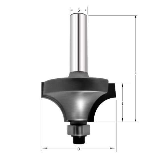 Фреза радиусная с полками (Калёвка) R=3.2  D=19x10.3x54 S=8 PROCUT 212.211954 (L1-54 мм, L2-10 мм, D1-19 мм, D2-8 мм)