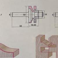 Набор из 3-х фрез для филёнок нижний подшипник Z=2 D=44.8x6.3/32x18.65/32x20 L=32 S=8 PROCUT 409844P