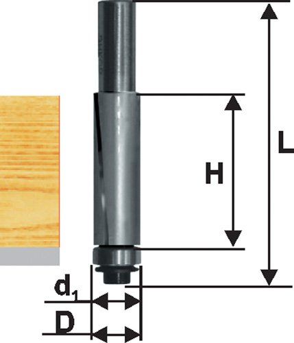 Фреза кромочная прям ф19х25,4мм хв 8мм ДСП Энкор 28057 (L1-70 мм, L2-25.4 мм, D1-19 мм, D2- мм)