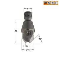 Зенкер для сверла 4x16 S=M10/30 LH CMT 351.040.12