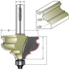 Фреза профильная "Французская классика" (ниж. подш.) Z=2 D=47.5x28.5x80 S=12 ARDEN 352211 (L1-80 мм, L2-28.5 мм, D1-47.5 мм, D2-12 мм)