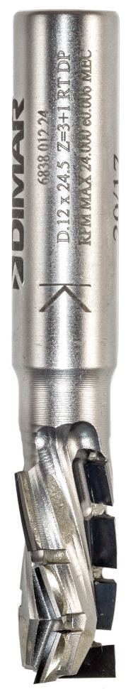Фреза Dimar 6838.012.24 алмазная НЕСТИНГ Z2+1 D12x24,5 L75 хвостовик 12 H3
