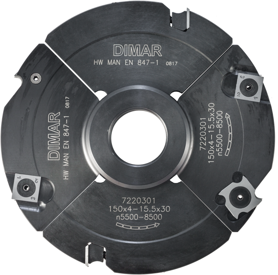 Фреза насадная Dimar 7220301 паз 4,0-15,5x45мм D150 Z2+4+4 сменные ножи посадка 30