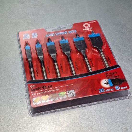 Набор усиленных перьевых свёрл D=10;12;16;18;22;25mm S=1/4 HEX PROCUT DB.401006 (L1-191 мм, L2-130 мм, D1-18 мм, D2-18 мм)