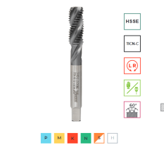 Метчик машинный M20х2,5 (HSS-E + TICN-C),ISO, 6H,R, спиральный RODMIX 1606200250