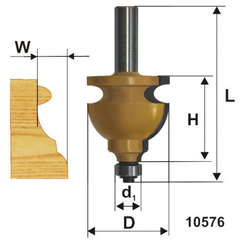 Фреза кромочная фигурная ф44,5х28мм хв 12мм Энкор 10576 (L1- мм, L2- мм, D1- мм, D2- мм)