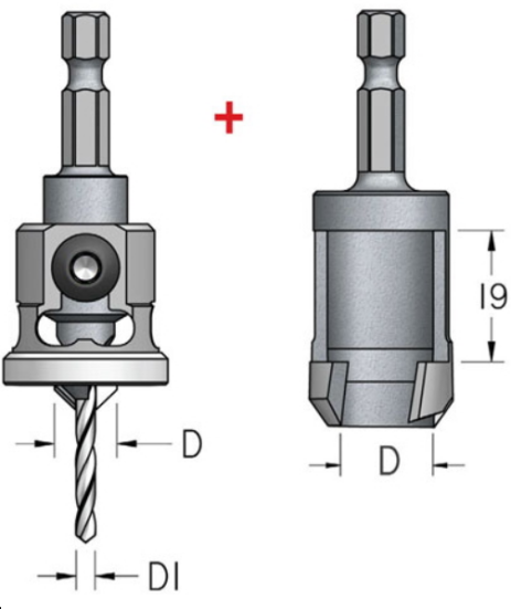Комплект зенковки и пробочник WPW PLP1454 D12 универсальное сверло 4,5 хвостовик HEX1/4