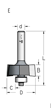 Фреза WPW HE22095 четвертная Z2 D31,8 B12 хвостовик 8 (L1-46.5 мм, L2- мм, D1-12 мм, D2-8 мм)