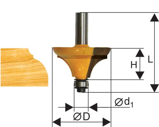 Фреза фигирейная горизонтальная Ф38,1Х19 мм, хвостовик 12 мм Энкор 46574 (L1-64 мм, L2-19 мм, D1-38.1 мм, D2- мм)