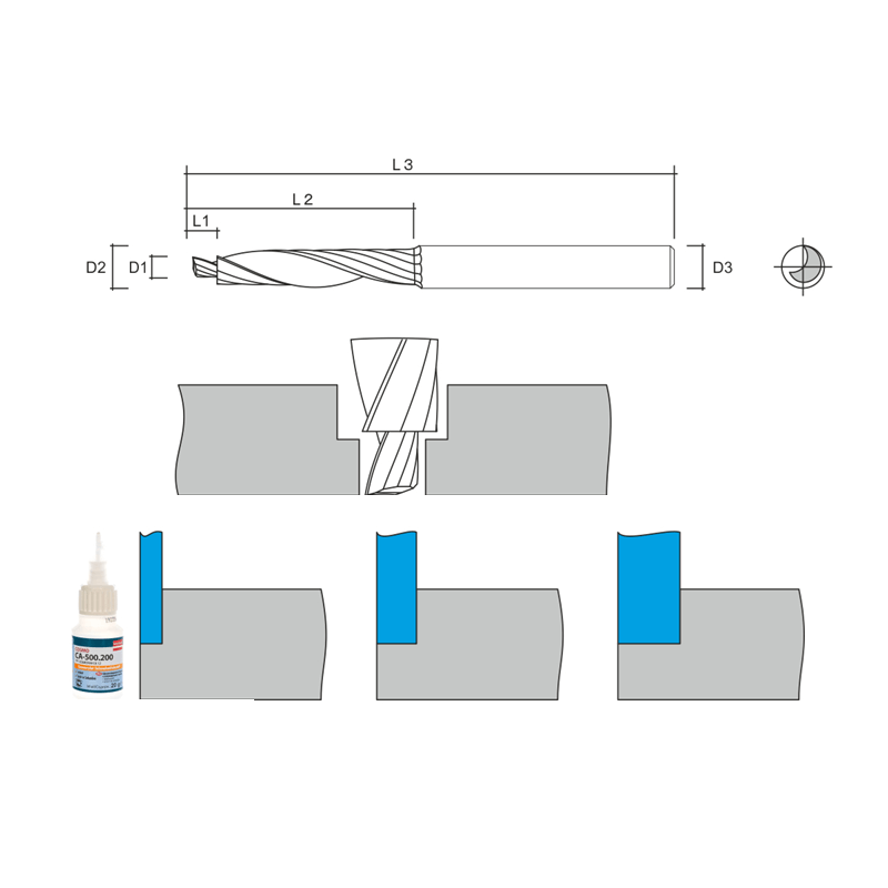 9315 HARTENSE фреза однозаходная с удалением стружки вверх HT55 OS1UPF-3,175-1,5-10-40