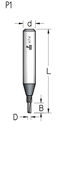 Фреза WPW P110183 пазовая монолитная S однозубая D1,8 B5 хвостовик 6 (L1-43 мм, L2-5 мм, D1-1.8 мм, D2-6 мм)