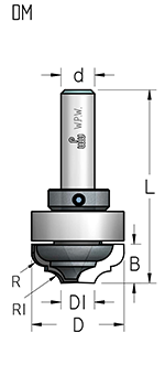 Фреза WPW DM35002 псевдофиленка римская R5,5 D35 B14 с подшипником хвостовик 12 (L1-66 мм, L2-14 мм, D1-35 мм, D2-12 мм)