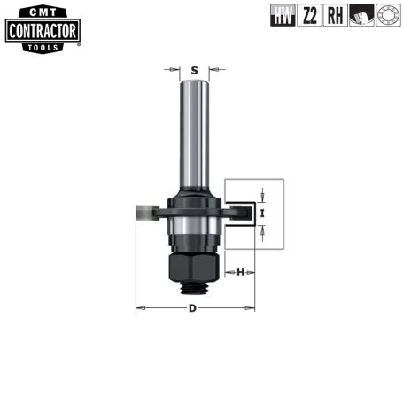 Фреза концевая CMT-contractor  пазовая Z2 с державкой (подш. и гайка) S=8 D=47,6x5 K922-350A (L1- мм, L2-5 мм, D1-40 мм, D2-8 мм)
