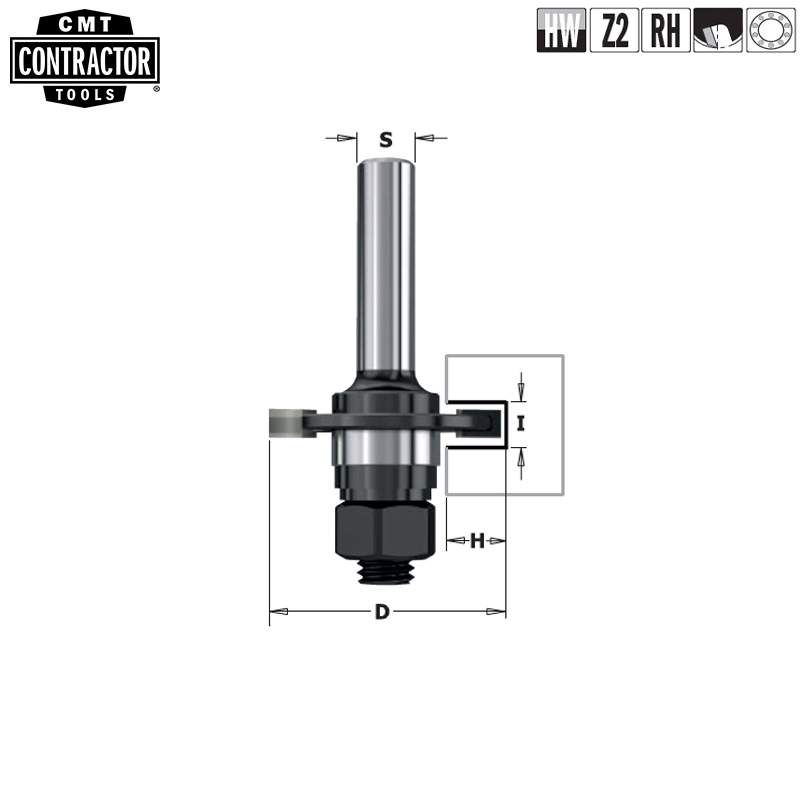 Фреза концевая CMT-contractor  пазовая Z2 с державкой (подш. и гайка) S=8 D=47,6x5 K922-350A