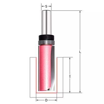 Фреза обгонная (верхний подшипник) Z=2 D=16x25x69 S=8 PROCUT 152822BP (L1-69 мм, L2-25 мм, D1-16 мм, D2-8 мм)