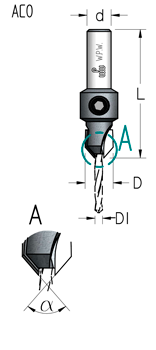 Зенковка оправка WPW AC03605D коническая D10 со сверлом 3,6мм плавная спираль D хвостовик 8