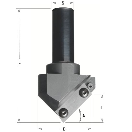 СМТ Фреза фасочная с углом 90гр., смен.нож Z1 S=20 D=52x25 663.101.11 (L1-100 мм, L2-25 мм, D1-52 мм, D2-20 мм)