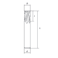 Концевая фреза с пл.торцом черновая для алюминиевых сплавов 3 зуба, HRC 45, 8х24х60 RODMIX 55080246001