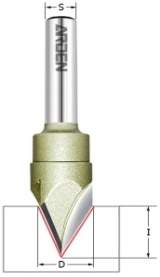 Фреза пазовая с углом 60° Z=3 D=15.8x13.06x65 S=8 ARDEN 223811 (L1-65 мм, L2-13.06 мм, D1-15.8 мм, D2-8 мм)