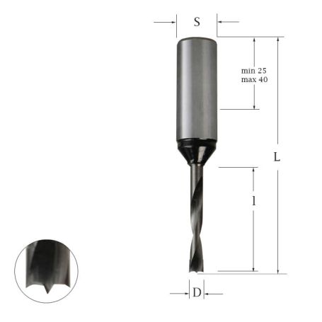 Сверло присадочное глухое для ЛДСП монолитное 3х70х10 правое Woodwork 321.030.R