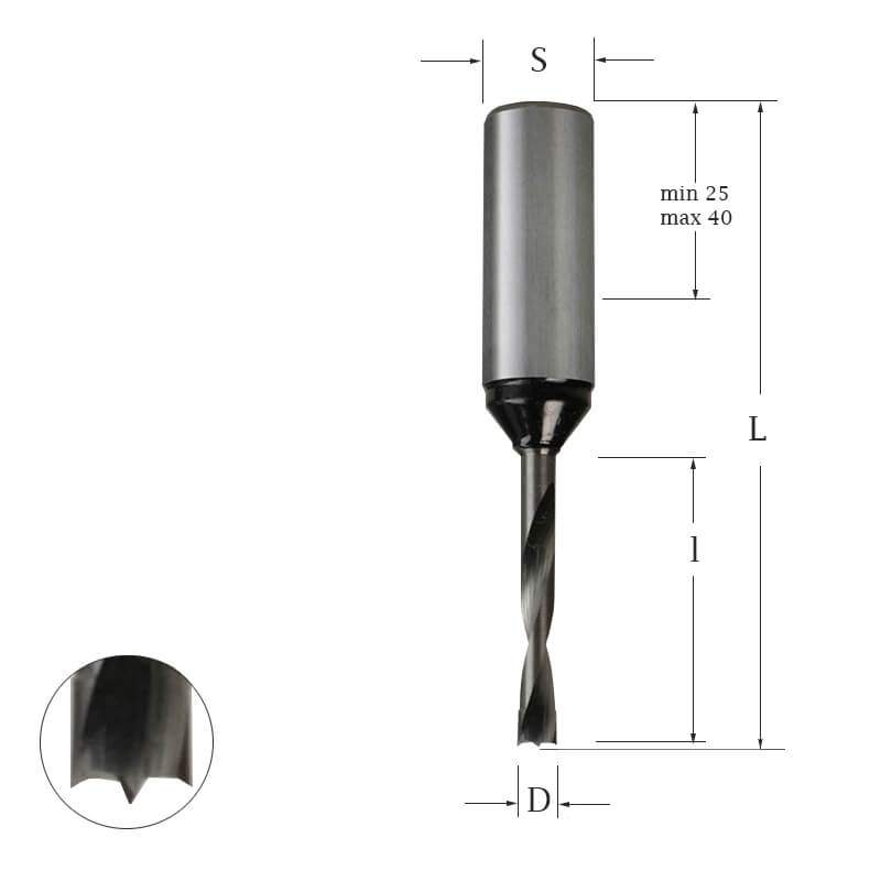 Сверло присадочное глухое для ЛДСП монолитное 3х70х10 правое Woodwork 321.030.R