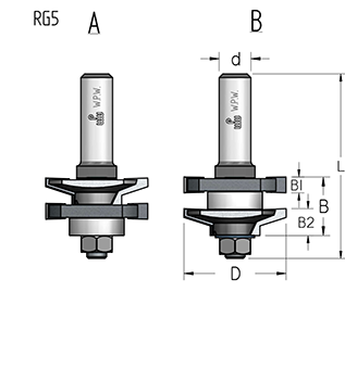 Фреза WPW RG50002 мебельный фасад кантри D41 B22 подшипник хвостовик 12 (L1-76 мм, L2-22 мм, D1-41 мм, D2-12 мм)