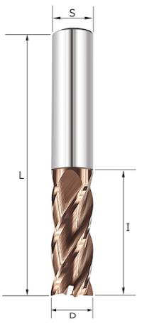 Фреза спиральная по стали Z4 D=5x13x50 S=6 Rotis 143.0513506SL (L1-50 мм, L2-13 мм, D1-5 мм, D2-6 мм)