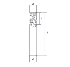 Концевая фреза с пл.торцом черновая для алюминиевых сплавов 3 зуба, HRC 45, 10х30х75 RODMIX 55100307501
