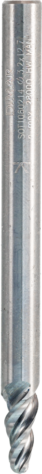 Фреза Dimar SOT1060214 спиральная морковка D3,2-6,35x12,7 L76,2 Z3 стружка ВВЕРХ хвостовик 6,35