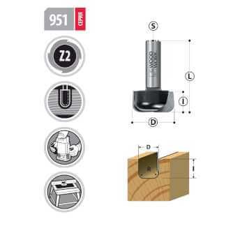 Фреза четвертная H=9.5 D=31.8 L=62 S=12 Woodwork 935.3213.12 (L1-62 мм, L2-13 мм, D1-31.8 мм, D2-12 мм)