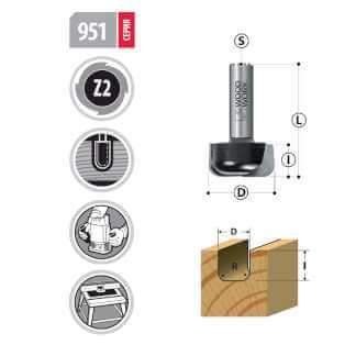 Фреза четвертная H=9.5 D=31.8 L=62 S=12 Woodwork 935.3213.12