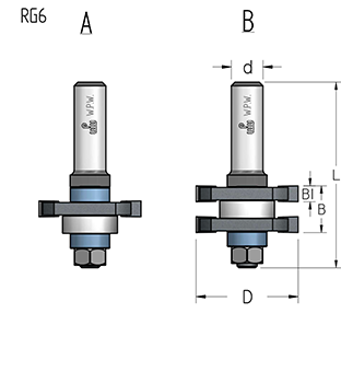 Фреза WPW RG60005 комплект соединение шип-паз D41 B19 подшипник хвостовик 8