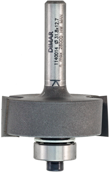 Фреза Dimar 1140013 четверть 9,5мм D31,8x12,7 L51,5 подшипник, хвостовик 6 (L1-51.5 мм, L2-12.7 мм, D1-31.8 мм, D2-6 мм)