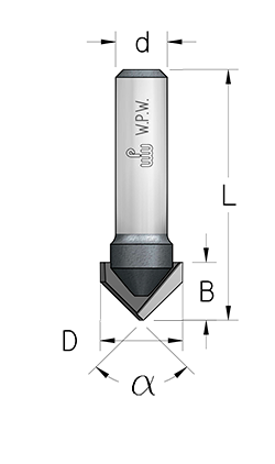 Фреза WPW HV60955 V образная 60 гр D9,5 B10 хвостовик 8