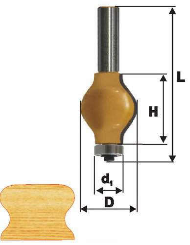 Фреза кромочная фигурная Ф32Х38 мм, хвостовик 12 мм Энкор 46417