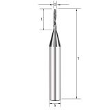 Фреза спиральная Z1 (нижний рез) D=2x10x60 Z=1 S=8 Tideway LC20202108 (L1-60 мм, L2-10 мм, D1-2 мм, D2- мм)