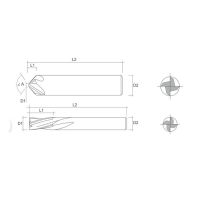 8860TiAlN HARTENSE Комплект фрез для обработки стальных композитных панелей HT55 OS3DNF-6.0-6.0-15-50 TiAlN покрытие 