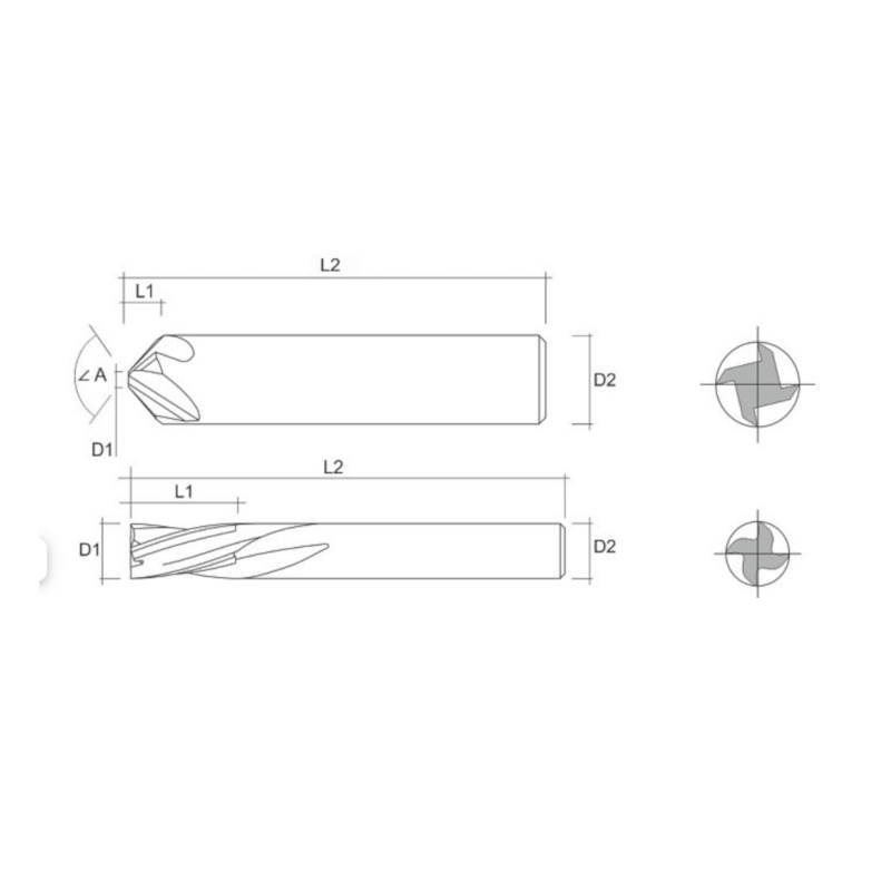 8860TiAlN HARTENSE Комплект фрез для обработки стальных композитных панелей HT55 OS3DNF-6.0-6.0-15-50 TiAlN покрытие 
