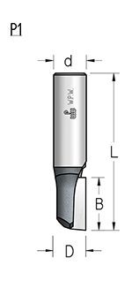 Фреза WPW P140633 пазовая однозубая D6,3 B25 хвостовик 6 (L1-57 мм, L2-25 мм, D1-6.3 мм, D2-6 мм)