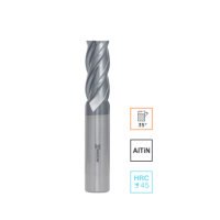 Концевая фреза с угловым радиусом 4 зуба, HRC 45, AlTiN 10х25х100 R1,5 RODMIX 8100151004