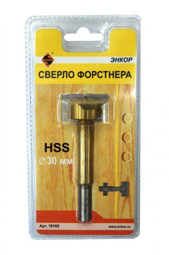 Сверло для дерева 30 мм, Форстнера, блистер Энкор 19165